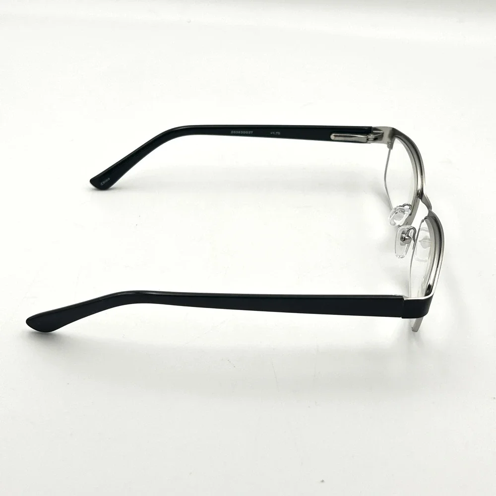 ICU Eyewear Reading Glasses +1.75 Black Silver Semi Rimless Rectangular Readers